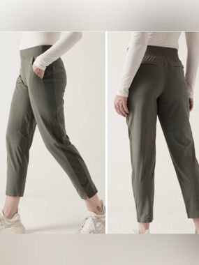 Athleta Olive Green Cropped Tapered Ankle Pants